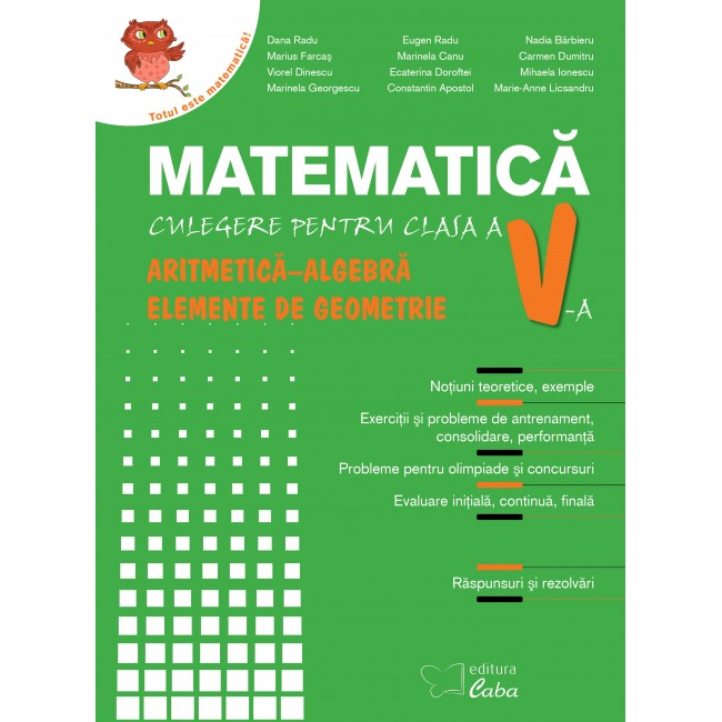 Matematica - culegere pentru clasa a V-a (pe spira metalica)