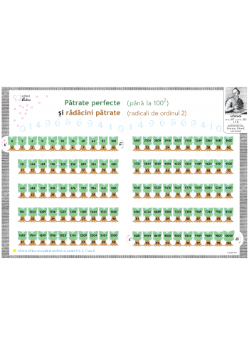 Patrate perfecte si radacini patrate, A3 (plastifiata+2 benzi magnetice pe verso)