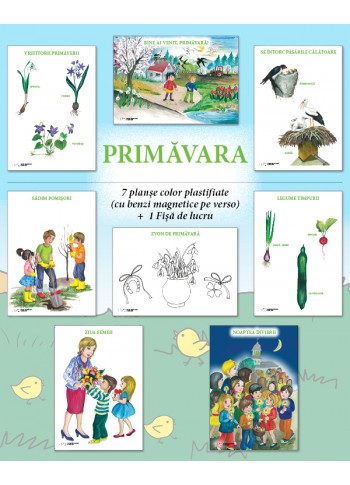 Set planse - PRIMAVARA, format A3 (+1 folie pastile magnetice dreptunghiulare cadou)  