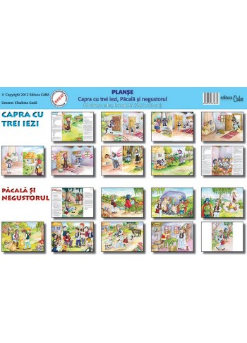set Planse povesti - Capra cu trei iezi (9 planse A3), Pacala si negustorul (9 planse A3)